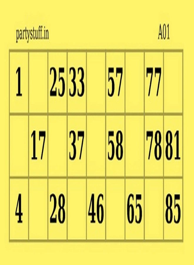 Party Stuff Classic Tambola Housie Ticket Loose Sheets, Paper, Yellow, 100 Sheets, 600 Tickets - Image 2